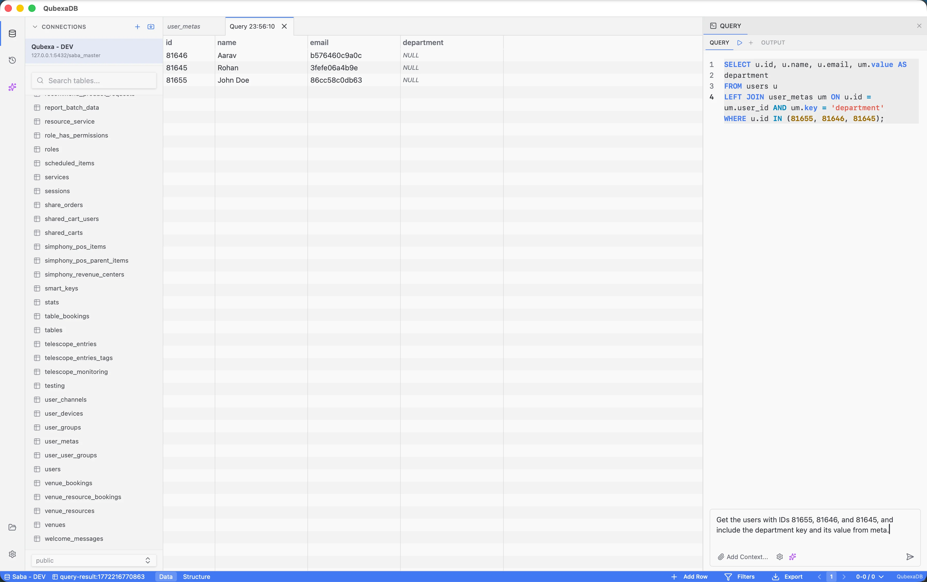 QubexaDB — database schema visualization and management